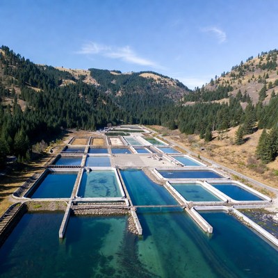 Fish farm in mountainous region