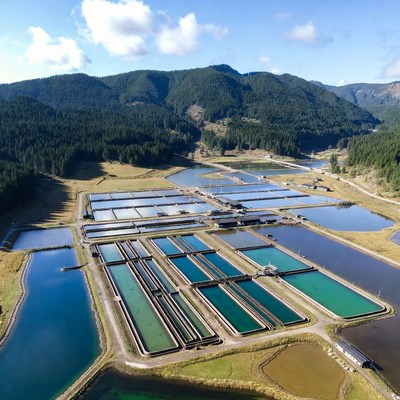 Fish farming in a rural area
