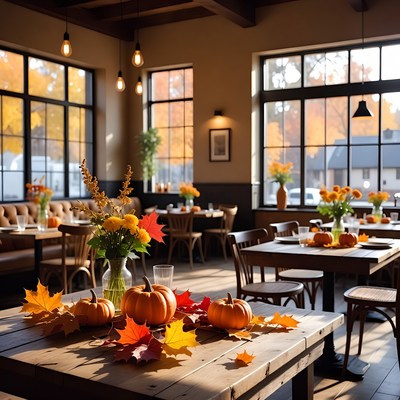 Fall decorations in a cozy dining space