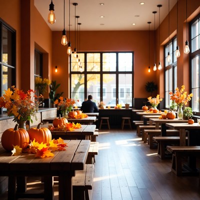 Autumn decorations in a cozy space