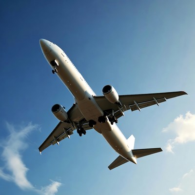 Airplane flying in clear sky