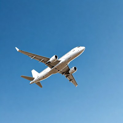 Airplane flying in clear sky above