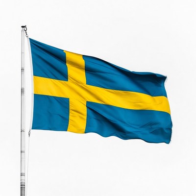 Swedish flag waving in the wind