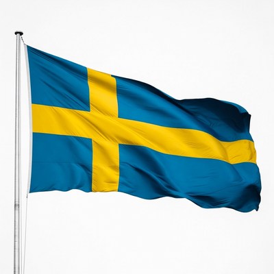 Swedish flag waving in the wind