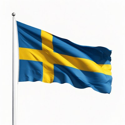 Flag of sweden waving against clear sky