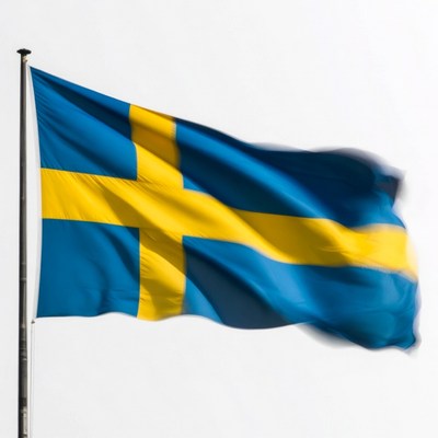 Sweden flag waving in the wind