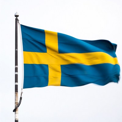 Swedish flag waving in the wind