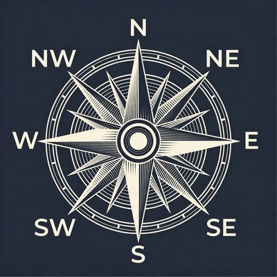 Compass with directional points displayed