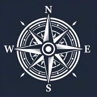 Compass design with cardinal directions displayed