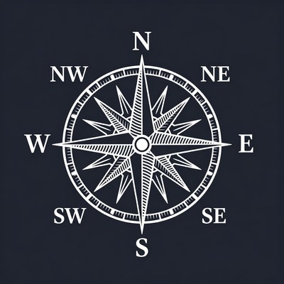 Compass design with cardinal directions