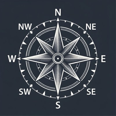 Compass design with cardinal directions