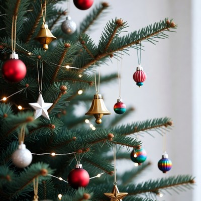 Christmas tree with ornaments displayed indoors