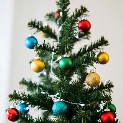 Christmas tree with colorful ornaments