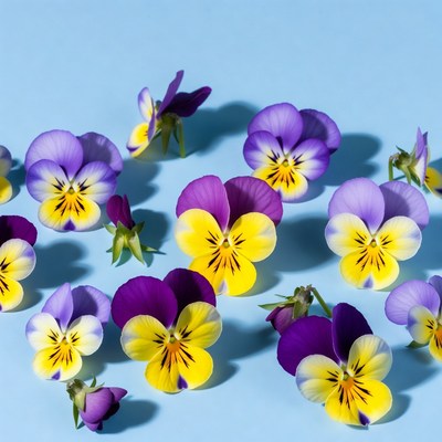 Colorful flowers on blue background