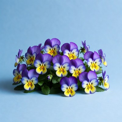 Colorful flowers on blue surface