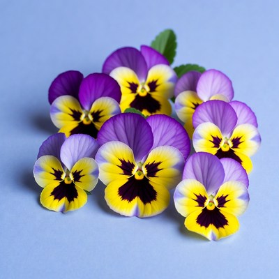 Flowers placed on blue background