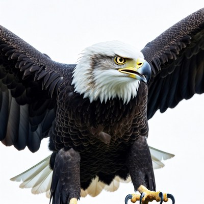 Eagle with wings spread wide