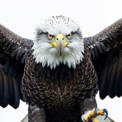 Eagle spreads wings in natural setting