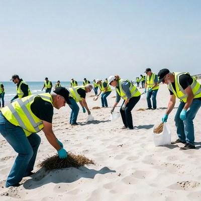 Community clean up at the beach