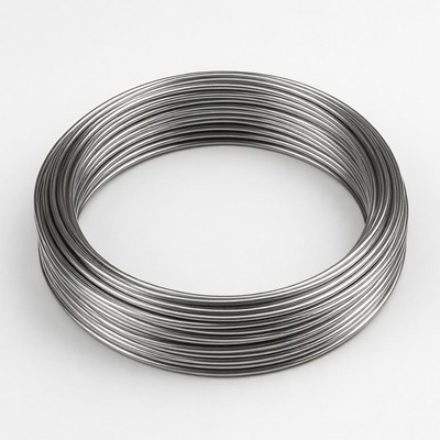 Coiled metal wire on a flat surface