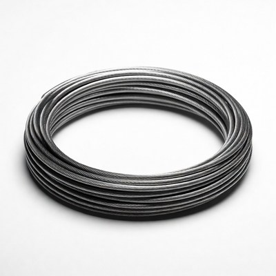 Coil of metal wire on a plain background