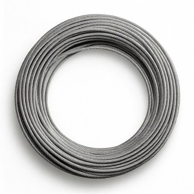 Steel wire coil on a white background