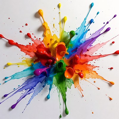 Colorful paint splash on white surface