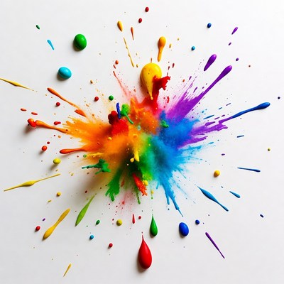 Colorful paint splash on white surface
