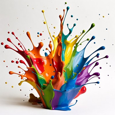 Colorful paint splash on white background
