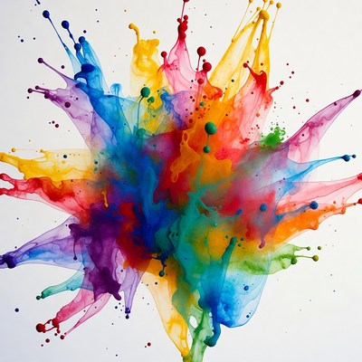 Colorful paint splash on canvas
