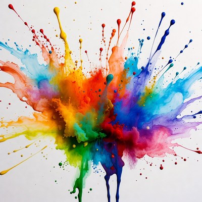Colorful paint splash artwork on canvas