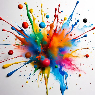 Color explosion with paint splatter