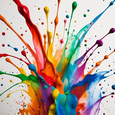 Colorful paint splash display in bright hues