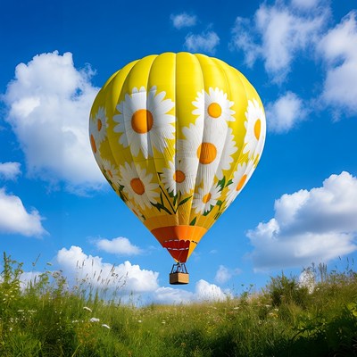 Hot air balloon in blue sky