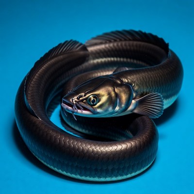 Eel on blue background