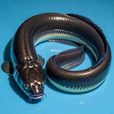 Fish on a blue surface with water