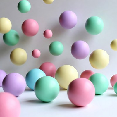 Colorful spheres in mid-air motion