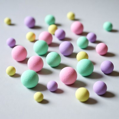 Colorful balls on a white surface