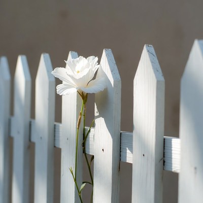 Flower growing through a fence