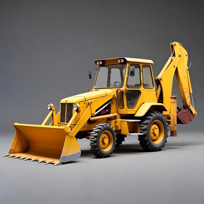 Yellow construction equipment on gray background