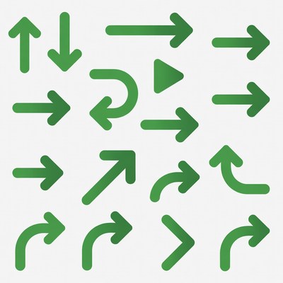 Various green directional arrows display