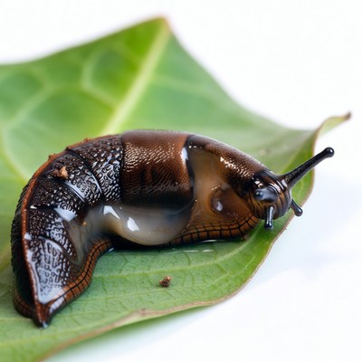 Snail on a leaf in nature