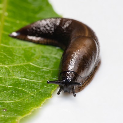 Slug crawling on a leaf
