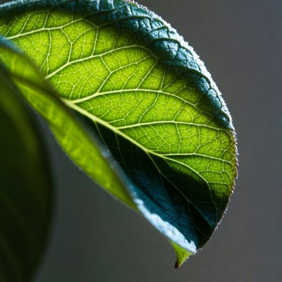 Close-up of a leaf with sunlight