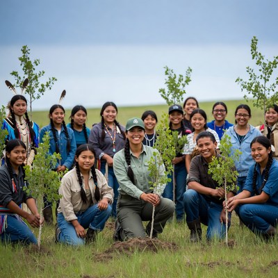 Tree planting event with youth group