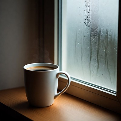 Coffee on a rainy morning