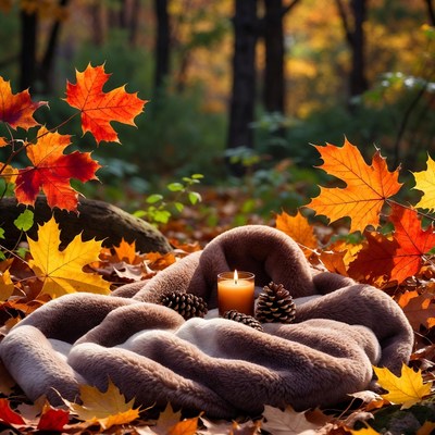 Autumn picnic in the forest