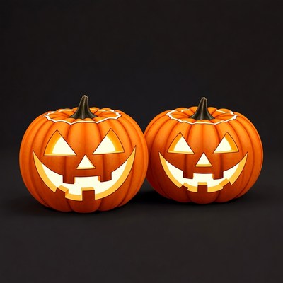 Halloween pumpkins on black background