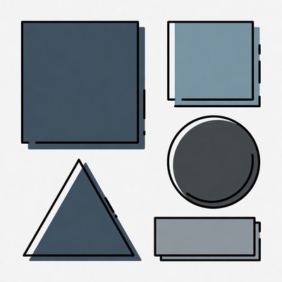 Various shapes arranged on a gray background