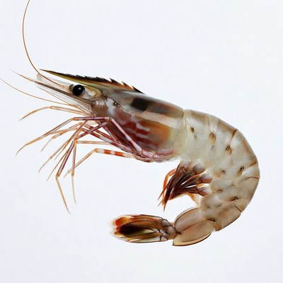 Shrimp swimming in clear water